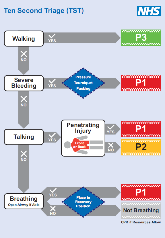 A diagram showing the Ten Second Triage process